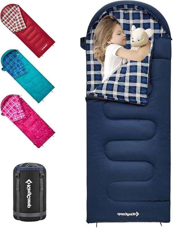 KingCamp 45°F Kids Sleeping Bag: Lightweight, Waterproof & Compact Fla