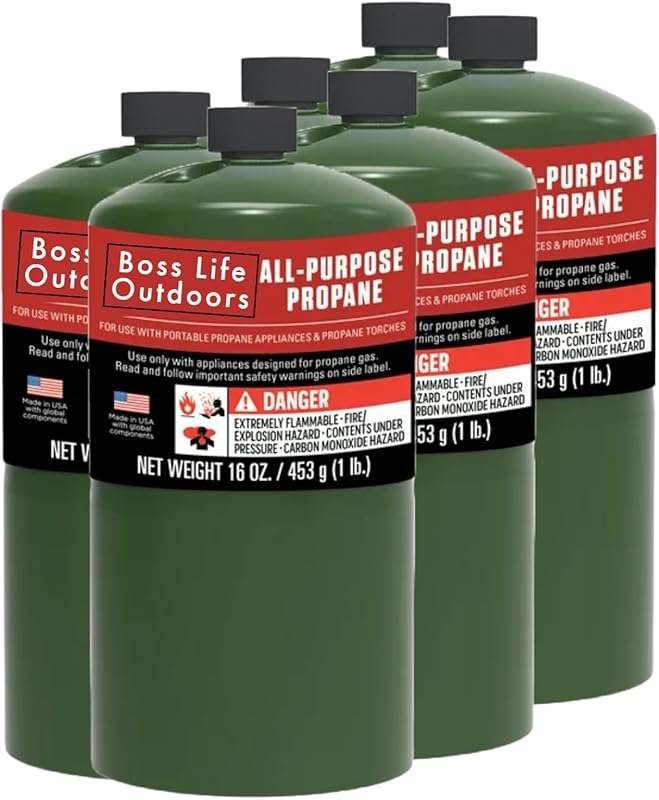 Boss Life Outdoors 16 Oz Propane Cylinders - Convenient 6-Pack for Gri