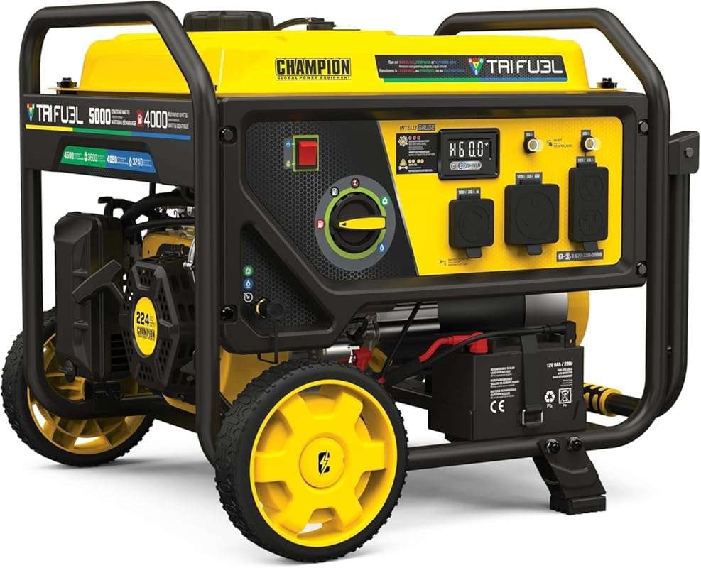 Champion 5000W Tri Fuel Generator with Electric Start & CO Shield, RV