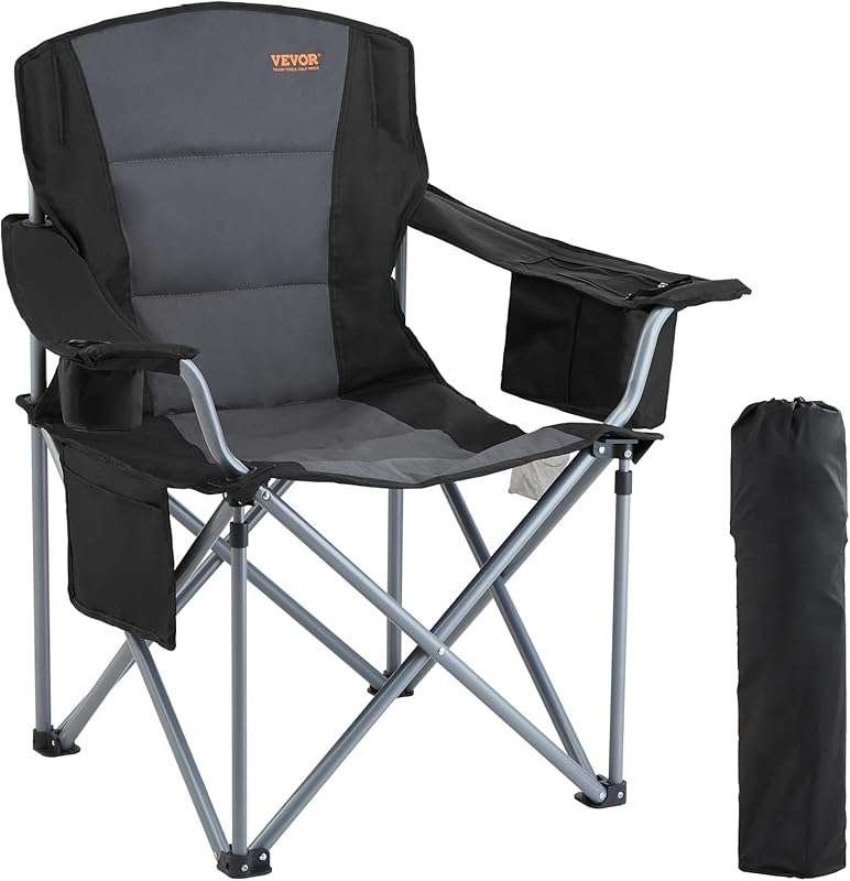 VEVOR Oversized Heavy-Duty Padded Folding Camping Chair - Portable Lum