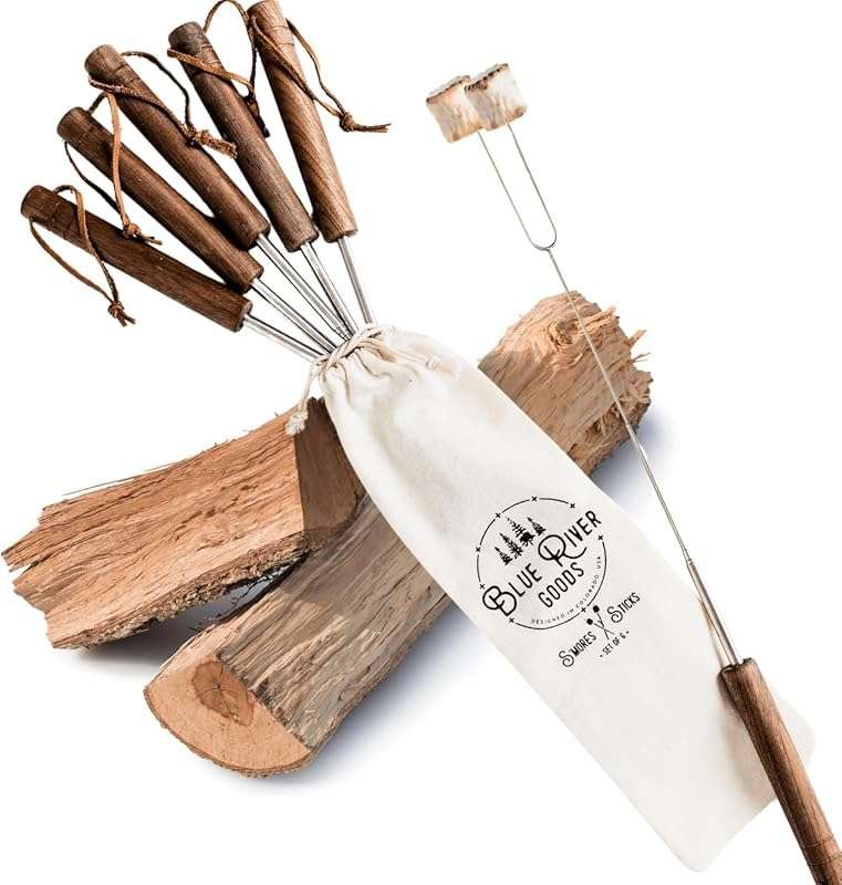 6-Pack Extendable Stainless Steel Marshmallow Roasting Sticks with Wal