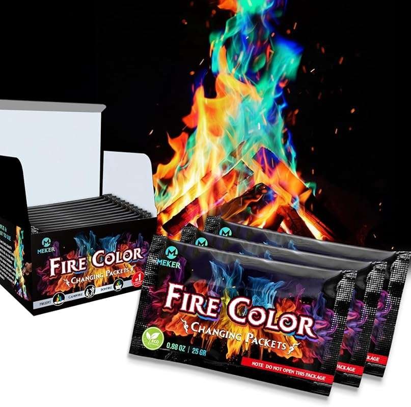 MEKER Fire Color Changing Packets - Vibrant Flames for Campfires, Fire