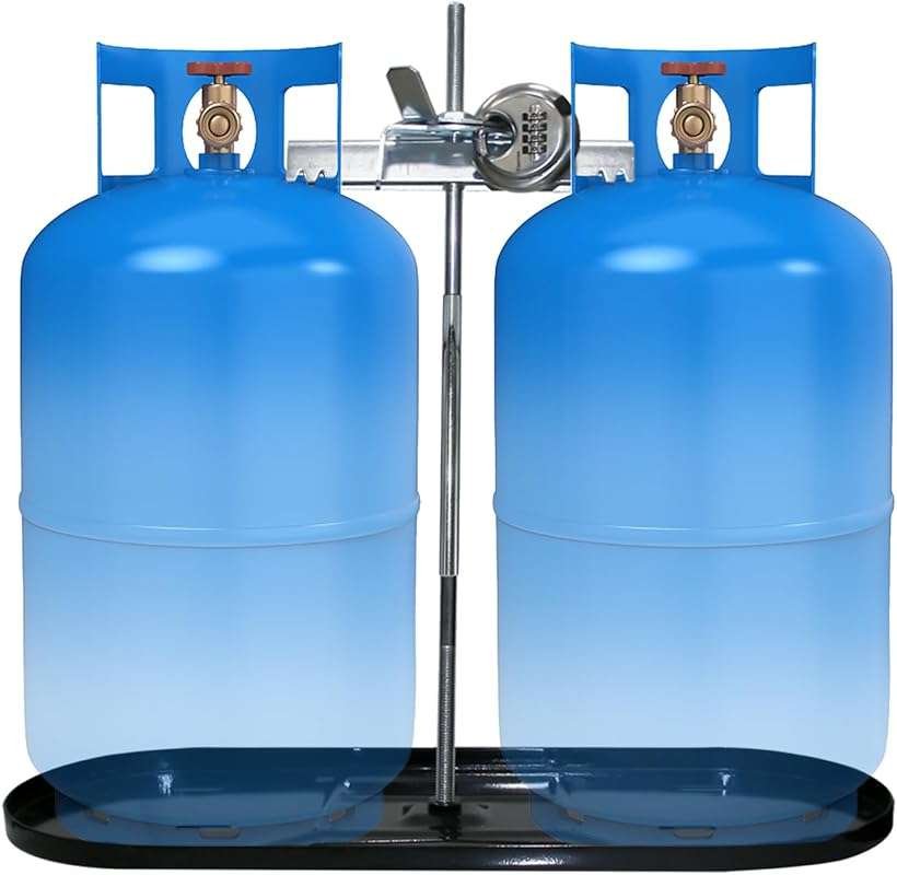 RV Dual Propane Tank Mounting Rack with Black Locking Device for 20, 3