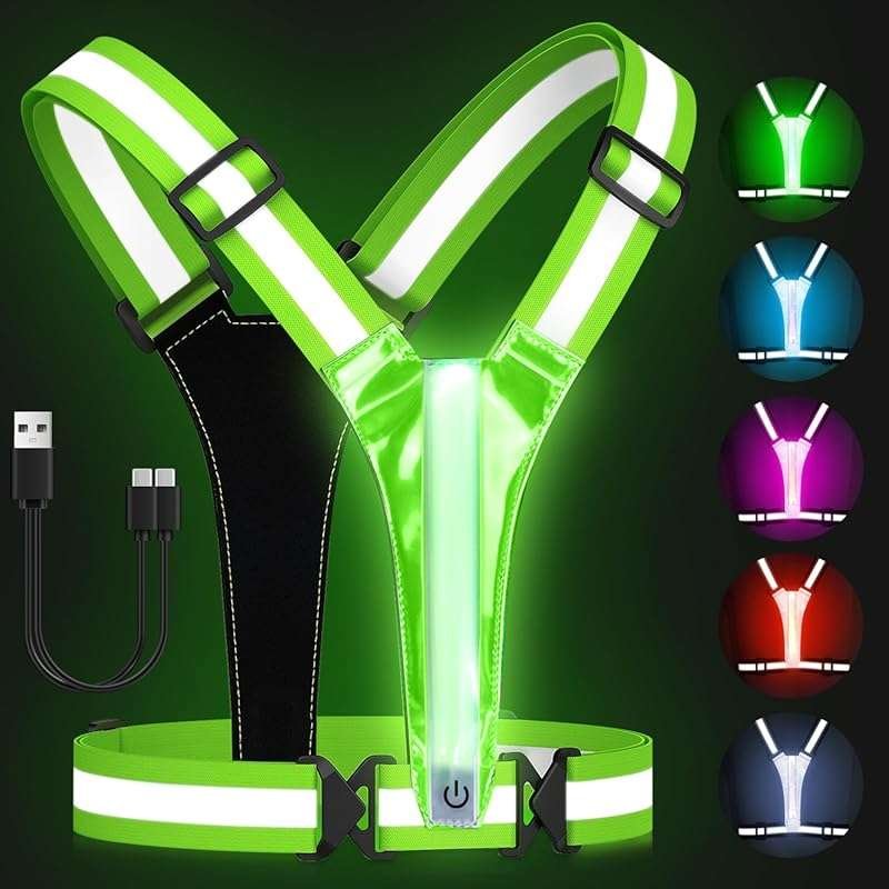 Zacro LED Reflective Running Vest with Multiple Colors, Rechargeable H