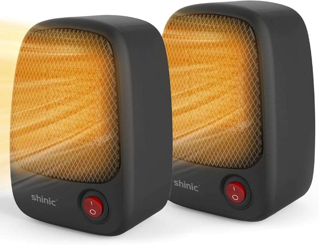 shinic 500W Portable Electric Ceramic Heater 2 Pack, Fast Heating Safe