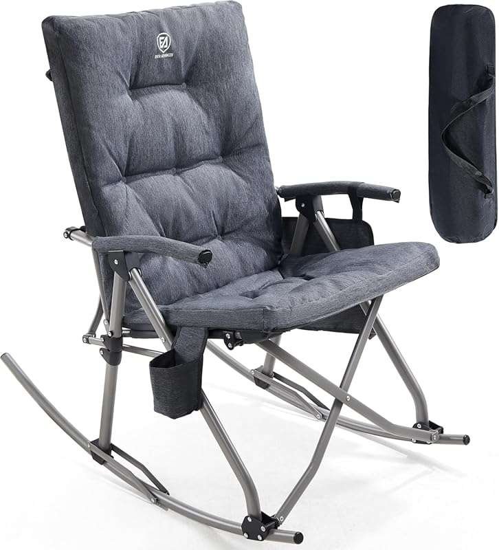 EVER ADVANCED Oversized Folding Rocking Camping Chair, Padded Portable