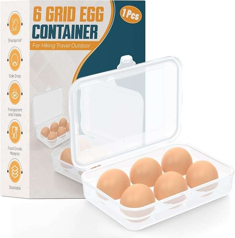 ZPU 1-Pack Clear White 6-Grid Egg Holder: Protective Plastic Carrier f