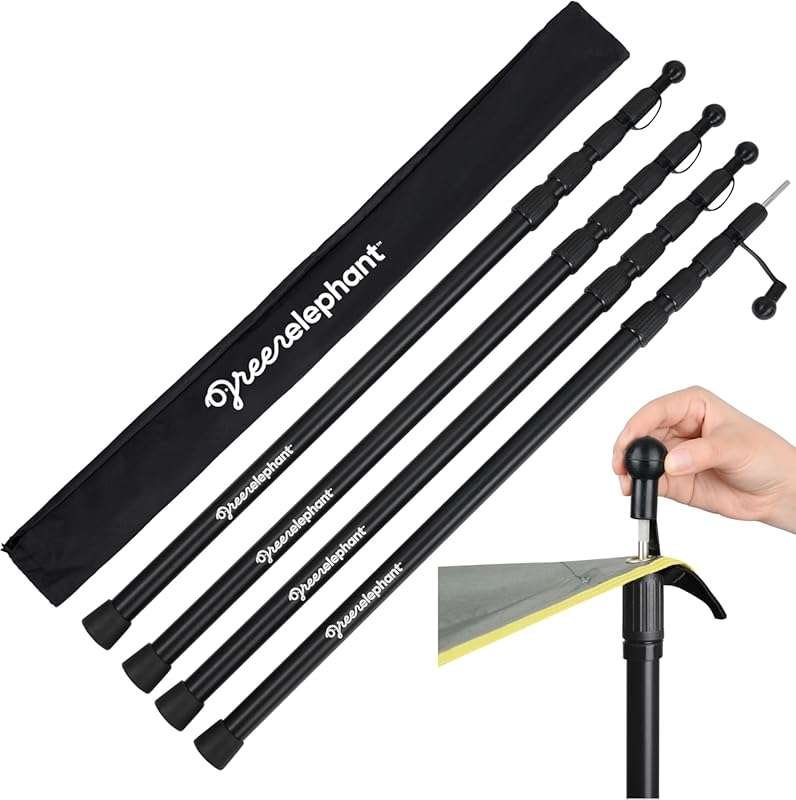 Green Elephant Adjustable Aluminum Telescoping Tarp Poles, Heavy Duty 