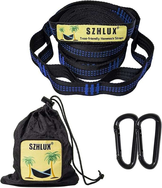 SZHLUX Hammock Straps: Set of Two 10ft Straps with 38 Loops & 2 Carabi
