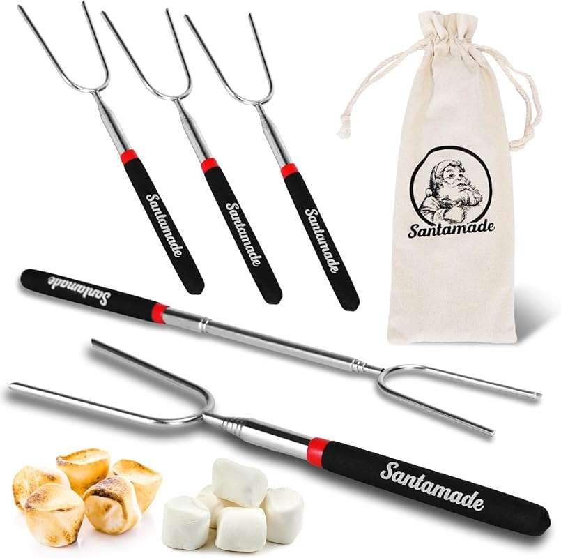 Telescoping Marshmallow Roasting Sticks Set of 5, Long Smores & Hot Do