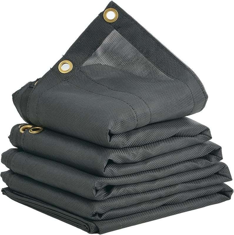 VEVOR 6x14ft 18oz PVC Black Heavy Duty Dump Truck Mesh Tarp, Double Po
