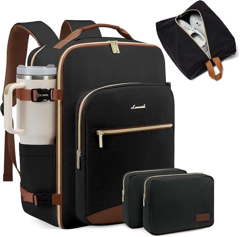 LOVEVOOK 40L Large Travel Backpack for Women Men, Airplane Carry-On, P