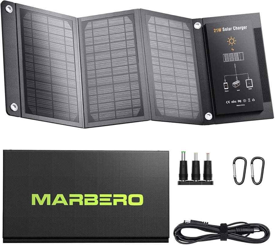 MARBERO 21W Foldable Portable Solar Panel Charger, IP65 Waterproof, 23