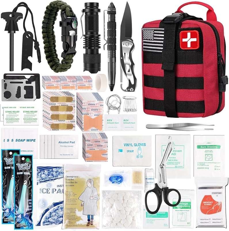 288PCS Survival First Aid Kit for Outdoor Adventures, Red Molle Medica