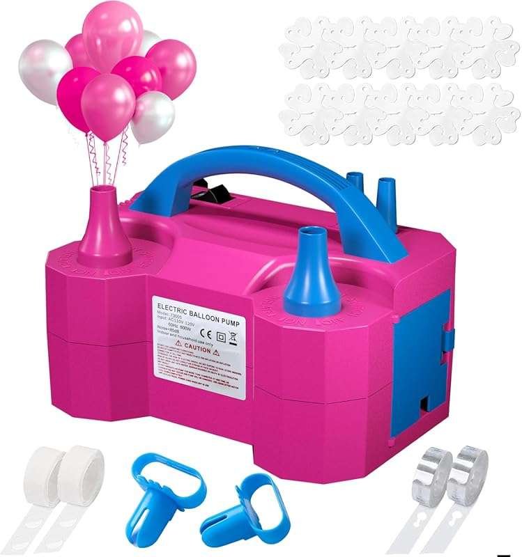 SINBEE Portable Electric Balloon Pump Dual Nozzle Inflator for Faster Party Decorations