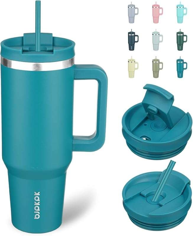 BJPKPK 40 oz Insulated Tumbler with Handle and Straw