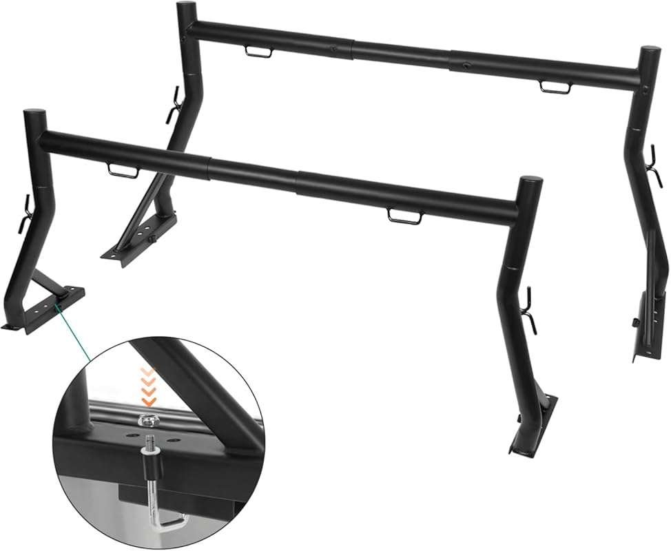 Non-Drilling Heavy Duty Steel Truck Bed Ladder Rack: Extendable, 800lb