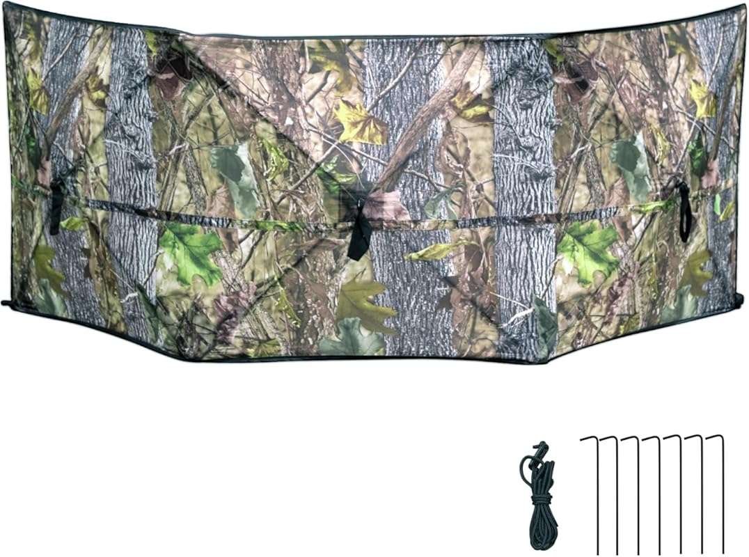 Portable 3-Panel Hunting Ground Blind with Carrying Bag - Ideal for De