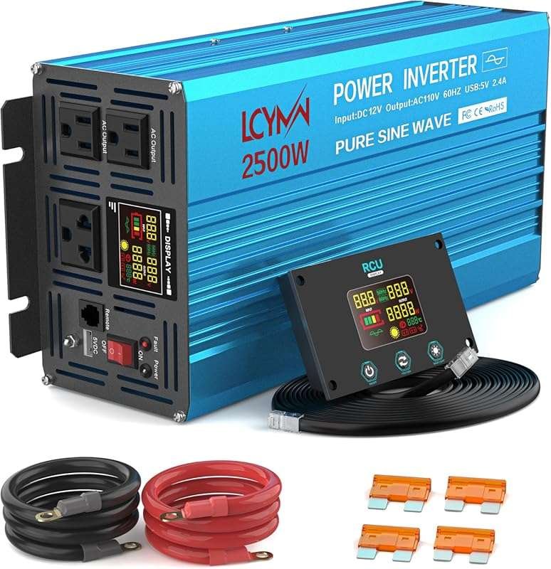 2500W Pure Sine Wave Power Inverter (12V to 110V/120V): RV/Off-Grid So