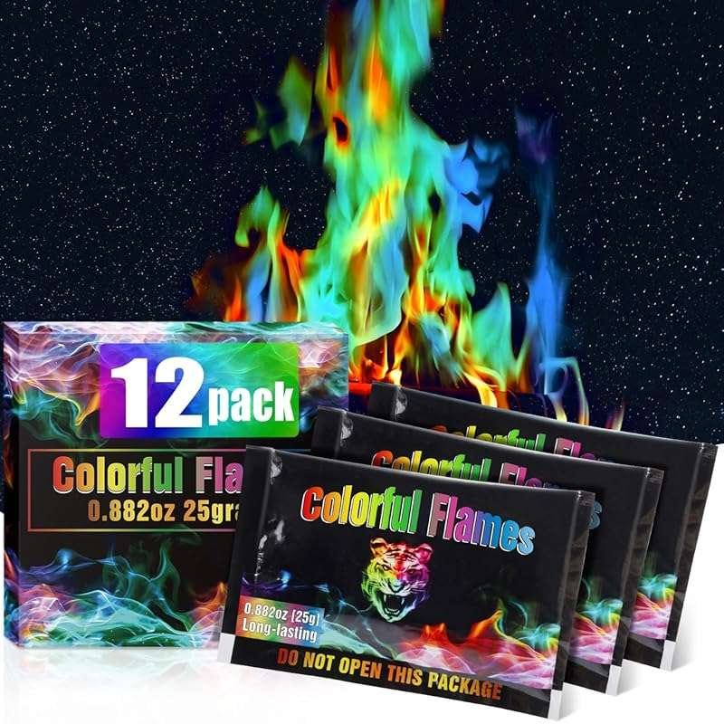 Navona 12-Pack Color Changing Fire Packets for Outdoor Campfires and F