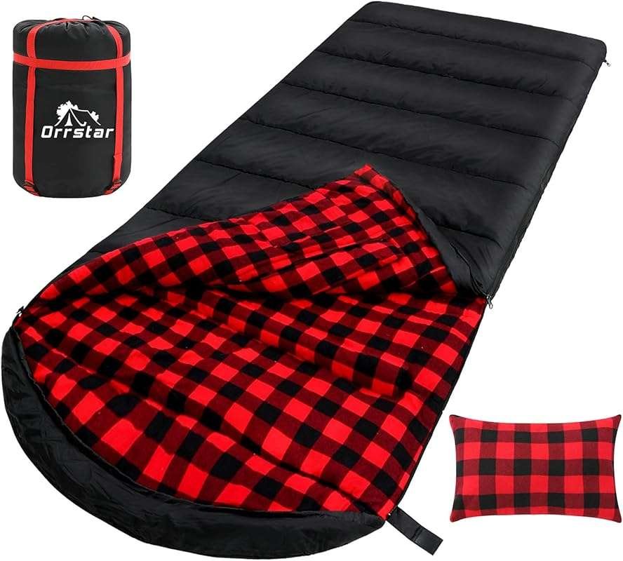 Warm Winter 0° Flannel Sleeping Bag for Adults – Extra Large, Big & Ta