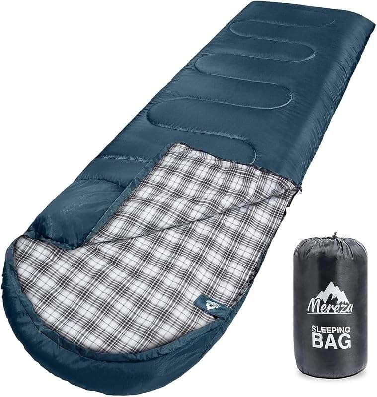 MEREZA Flannel Sleeping Bag for Adults XL, Large Wide Sleeping Bags fo