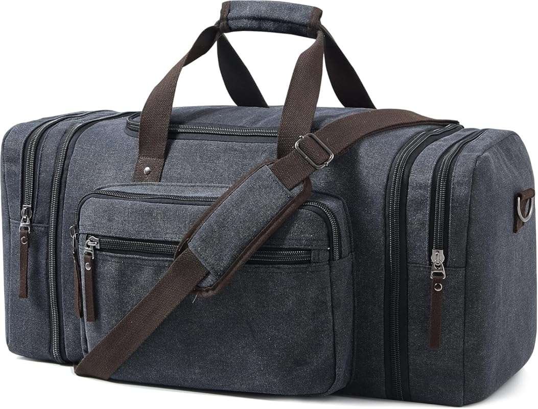 Expandable Canvas Duffel Bag for Men's Travel and Gym Carry-on