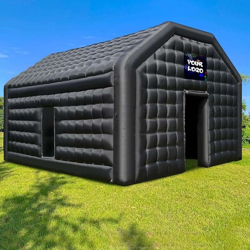 WARSUN Large Black Inflatable Nightclub Party Tent 20x16.5x12Ft with L