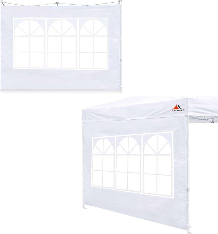 SCOCANOPY White 10x10 Canopy Side Walls with Window - 2 Pcs Sunwalls O