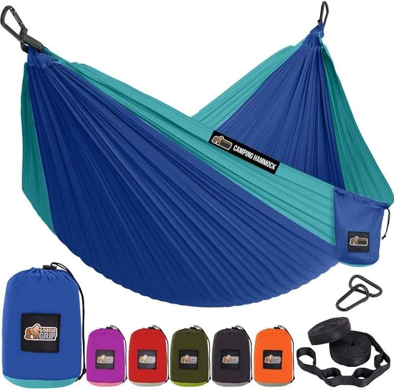 GORILLA GRIP Durable Single Camping Hammock with Heavy Duty Tree Strap