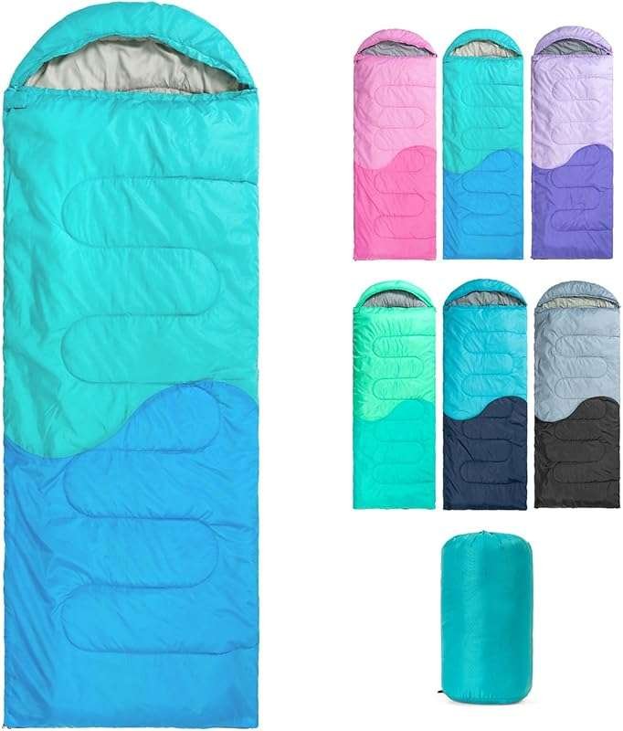 3-Season Adult & Kids Sleeping Bag: Warm, Lightweight & Portable for C
