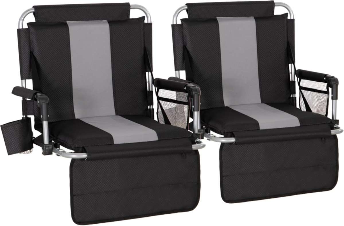 LET'S CAMP Folding Stadium Seat with Cup Holder, Mesh Bag, Hide Hooks 