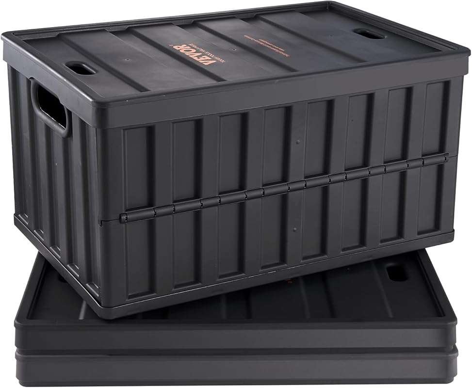 VEVOR 65L Collapsible Storage Bins with Lids - 3 Pack Stackable Utilit