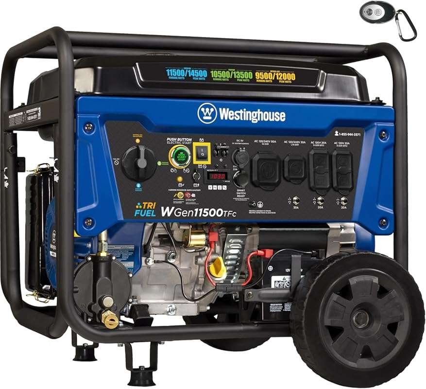 Westinghouse 14500W Tri-Fuel Portable Generator, Remote Start, Transfe