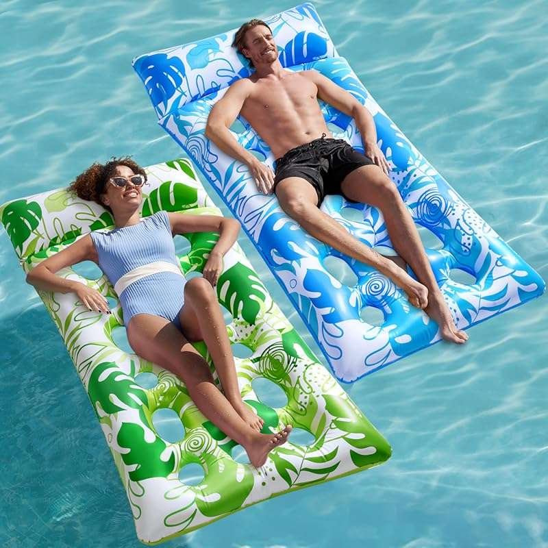 SLOOSH 2-Pack XL Inflatable Pool Floaties for Adults with Headrest - S
