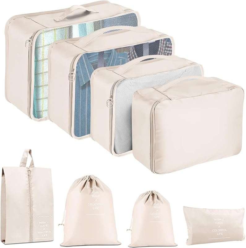 8-Piece Breathable Mesh Packing Cubes Set: Durable Luggage Organizers