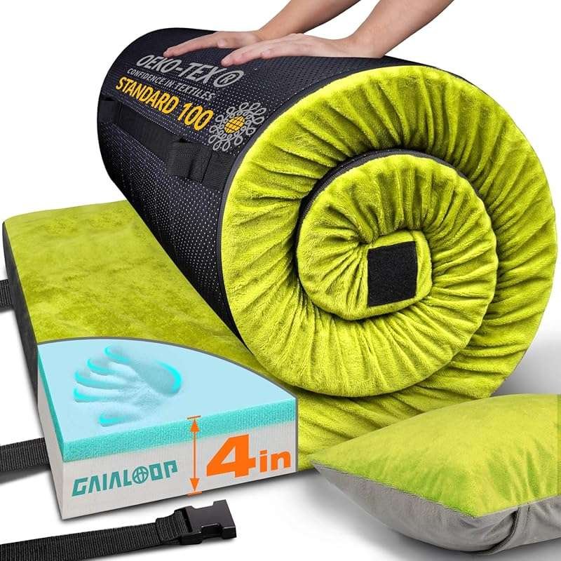 GAIALOOP Extra Thick 4-Inch Memory Foam Camping Mattress for Adults