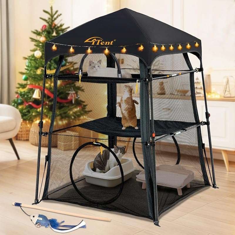 Automatic Pop-Up 3-Tier Catio & Cat Tent Enclosure, Patented Portable 