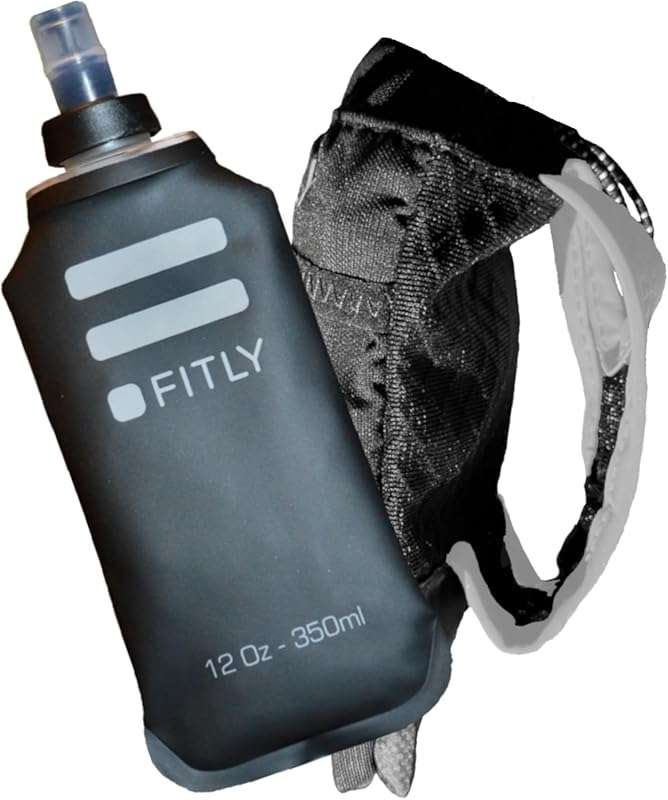 FITLY 12 oz Running Handheld Water Bottle Soft Flask with Pocket Holde