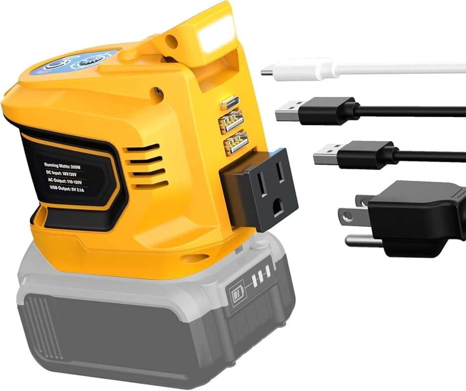Ecarke 200W Portable Power Inverter for DeWALT 20V Batteries, AC 110V