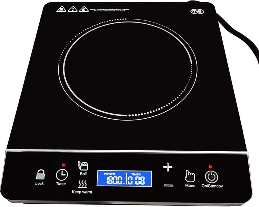 OMEO 1800 Watt Portable Induction Cooktop Hot Plate with LCD Touch Con