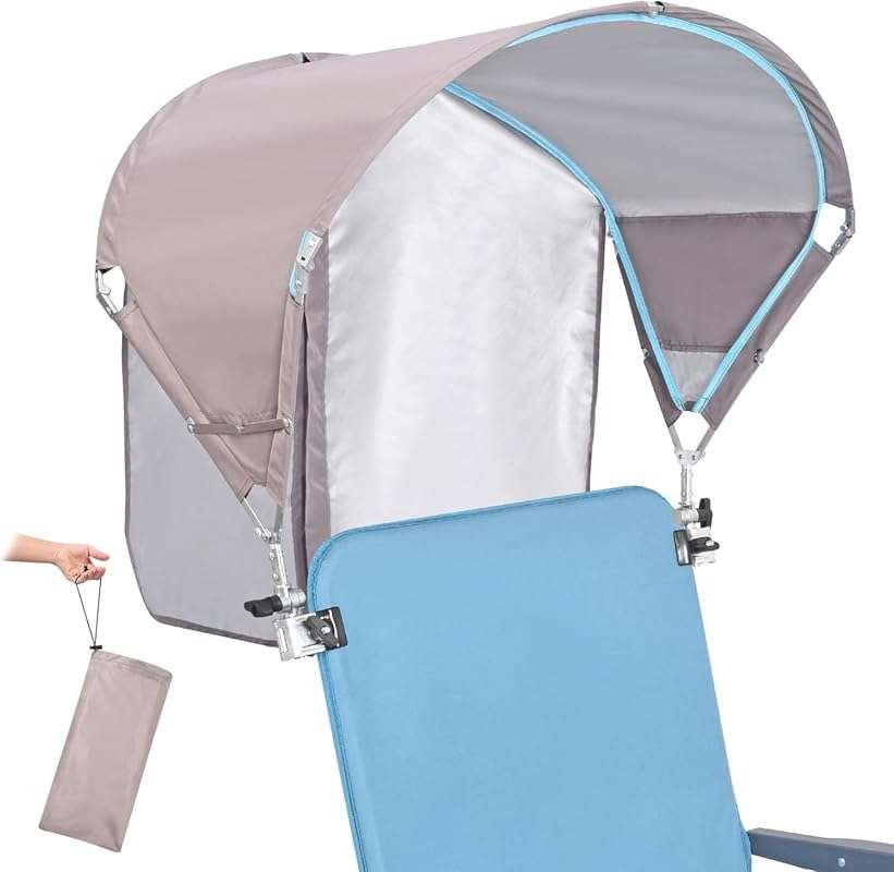 UPF 50+ Universal Chair Umbrella Canopy with Adjustable Clamp, Patent 