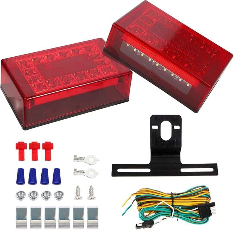 Submersible 6-Inch LED Boat Trailer Lights Kit, Stop/Turn/License Plat
