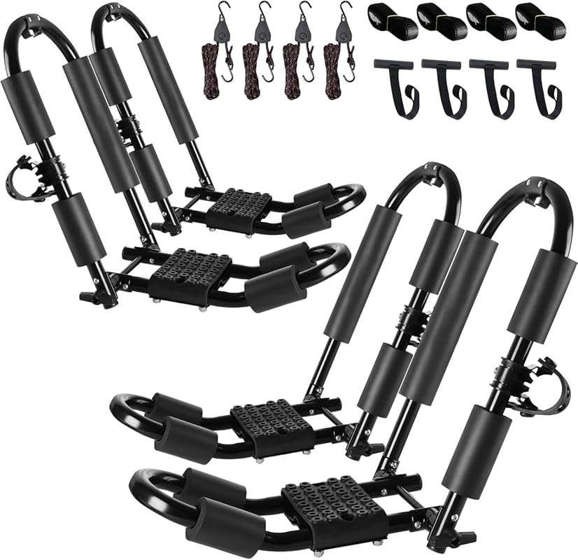 FORWODE Folding J-Bar Kayak Roof Rack - Heavy-Duty Carrier for 2 Kayak