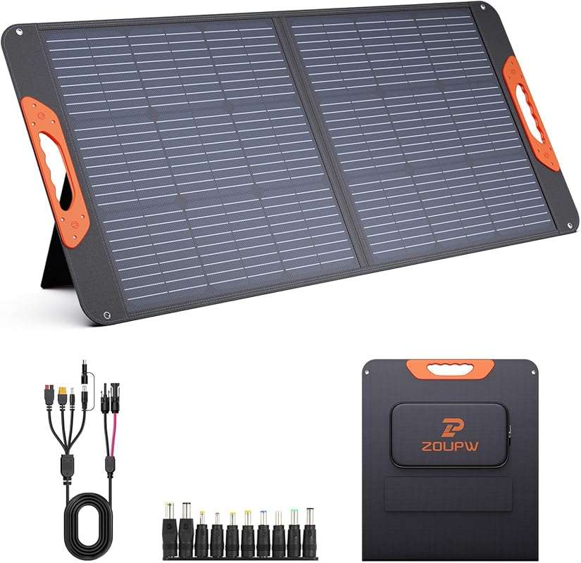 100W Portable Foldable Solar Panel Charger with 5-in-1 Cable for RV Ba
