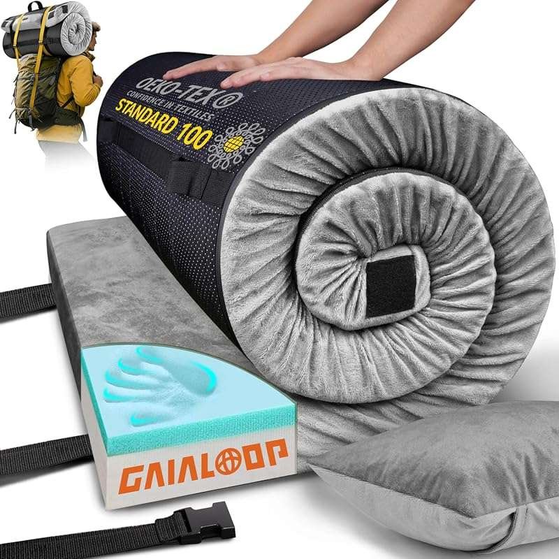 3 Inch Memory Foam Camping Mattress, Dual Layer Thick Sleeping Camp Pa