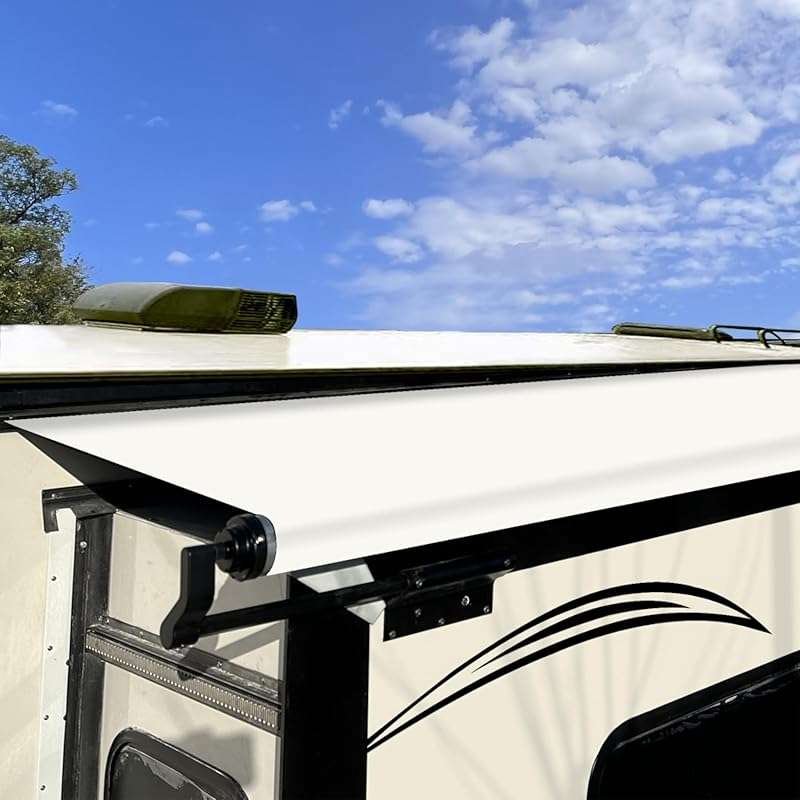 Universal White RV Slide Out Awning Fabric Replacement - Topper for 5t