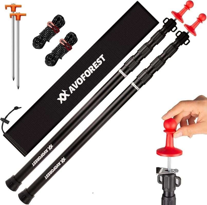 AVOFOREST Heavy Duty Adjustable Tarp Poles: Aviation Aluminum 8.7FT Te