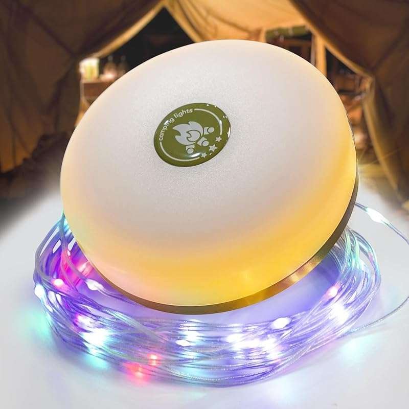 4-in-1 RGB Camping String Lights Outdoor, 30s Recovery USB Charging, 8