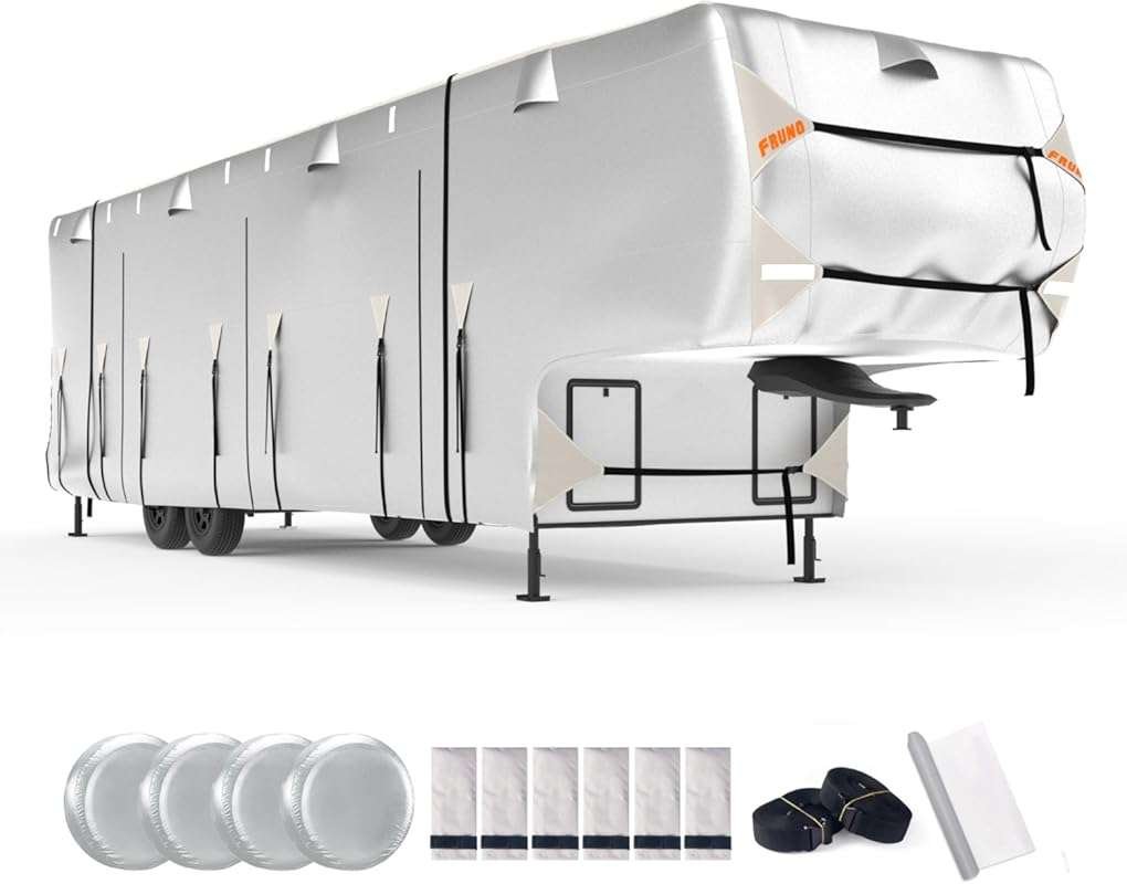 FRUNO 5th Wheel RV Cover 37'-41': Oxford Fabric, Waterproof, Rip-Resis